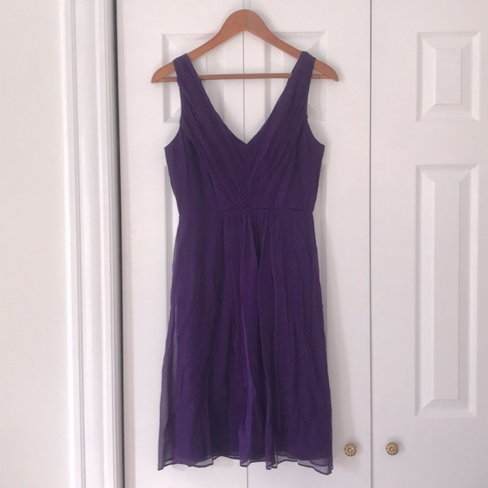 J. Crew Louisa chiffon bridesmaid dress, plum sz 4